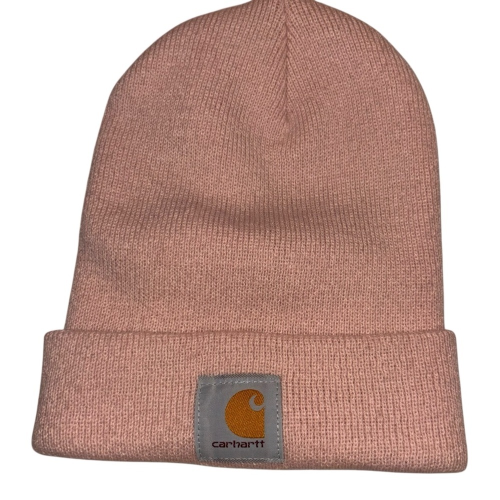 Carhartt Knit Cuffed Beanie Hat Blush Pink Acrylic Winter Warm Logo Patch